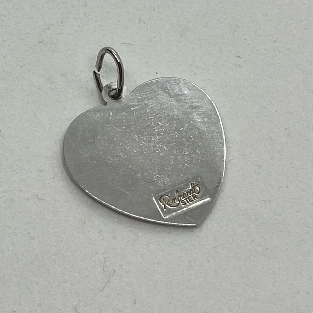 Vtg 925 Sterling Silver Mother We Love You Heart Mom Charm / Pendant - Picture 2 of 4